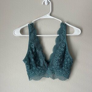 Elegant Lace Bralette in Teal size small